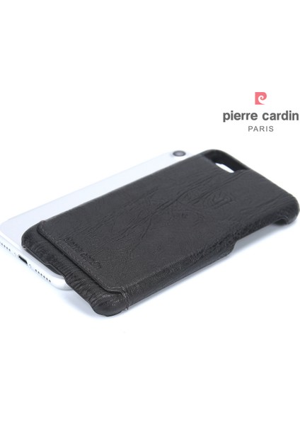Pierre Cardin Orijinal Balmumu Deri Kaplamalı Plastik Kasa Iphone Se (2020)/SE (2022)/8/7 4.7 Inç - Siyah (Yurt Dışından)