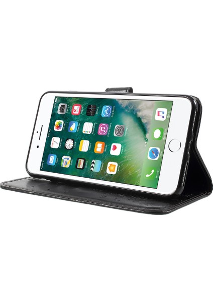 Iphone 8 Için*kayışlı Basılı Kelebek Deri Cüzdan Kapağı / 7 Artı 5,5 Inç - Siyah (Yurt Dışından)