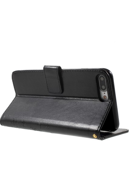 Iphone 8 Için*kayışlı Basılı Kelebek Deri Cüzdan Kapağı / 7 Artı 5,5 Inç - Siyah (Yurt Dışından)