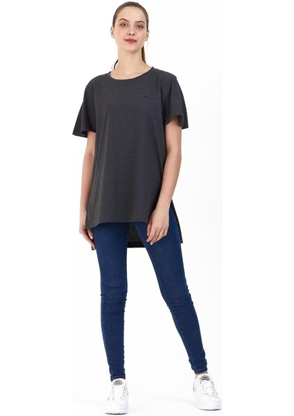 Merılyn Kadın T-Shirt Koyu Gri Kadın Tişört Gri Koyu Gri Uzun Tişört indirimleri