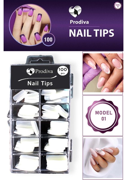 100'Lü Kutulu Takma Tırnak - Nail Tips 1 No