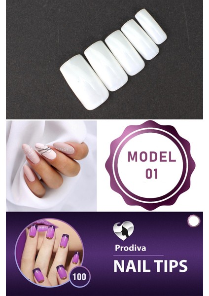 100'Lü Kutulu Takma Tırnak - Nail Tips 1 No