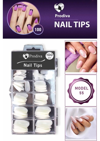 100'Lü Kutulu Takma Tırnak - Nail Tips 55 No