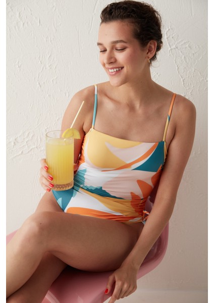 Çok Renkli Shiloh Straplez Balenli Mayo