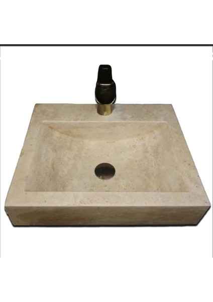 Klasik Traverten Batarya Çıkışlı Kare Lavabo