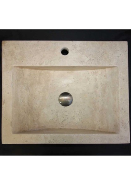 Klasik Traverten Batarya Çıkışlı Kare Lavabo
