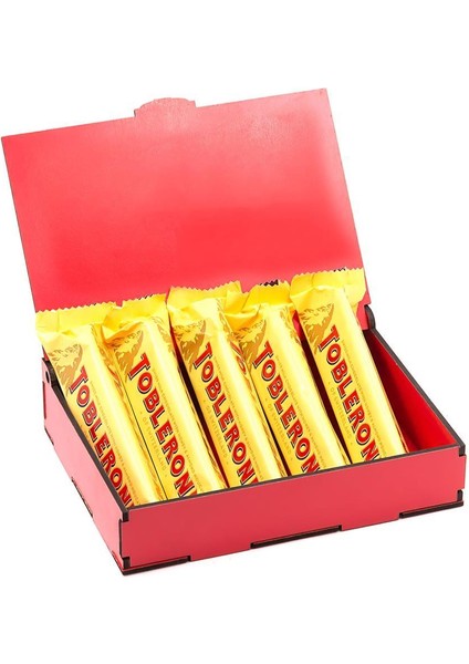 Sevdiklerinize Özel Kırmızı Ahşap Kutusunda 5 Adet Toblerone