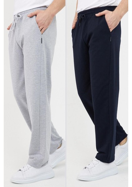 Siyah-Antrasit Erkek Düz Paça Rahat Kesim 2'li Eşofman Altı Paketi