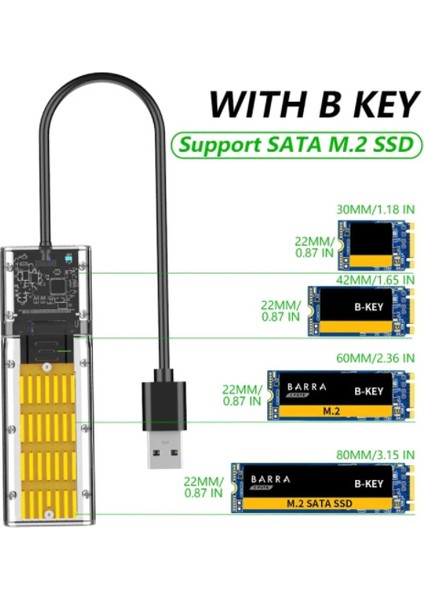 Ally M.2 Sata USB 3.0 Gen1 SSD Harddisk Kutusu M.2 Ngff- JMS578 Kapaklı