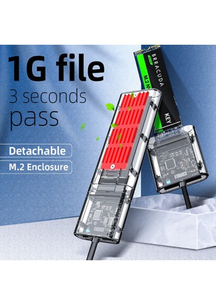 Ally M.2 Sata USB 3.0 Gen1 SSD Harddisk Kutusu M.2 Ngff- JMS578 Kapaklı