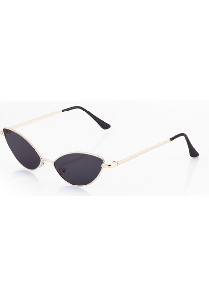 Siyah Camlı Gold Metal Çerçeveli Küçük Cat Eye Kadın Güneş Gözlüğü modelleri
