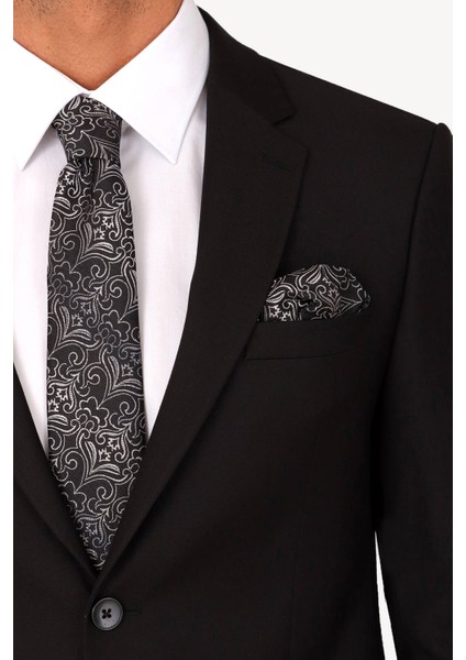 Erkek Siyah Regular Fit Çift Yırtmaç %100 Yün Takım Elbise fırsatları