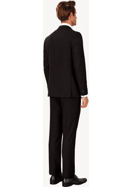 Erkek Siyah Regular Fit Çift Yırtmaç %100 Yün Takım Elbise indirimleri