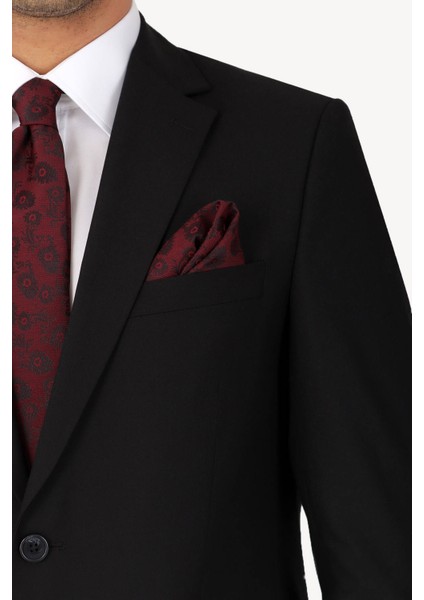 Erkek Siyah Slim Fit %100 Yün Takım Elbise fırsatları