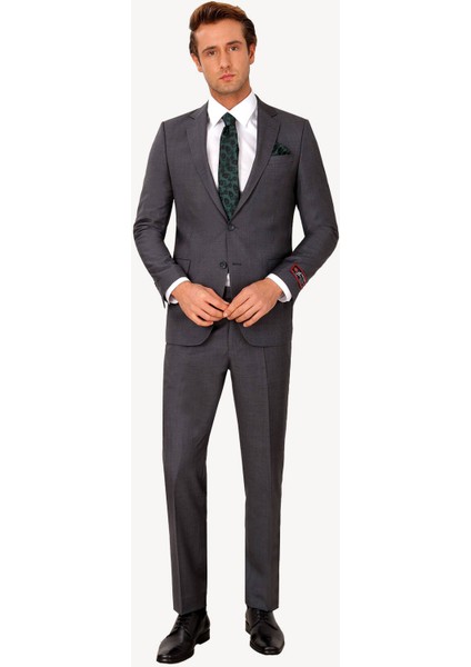 Erkek Füme Regular Fit Takım Elbise