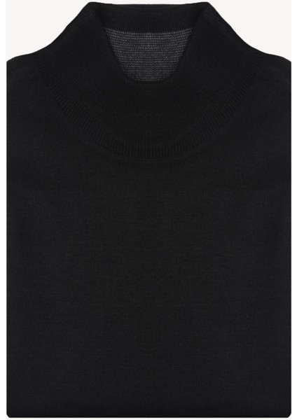 Erkek Siyah Yarım Balıkçı Yaka Klasik Triko modelleri