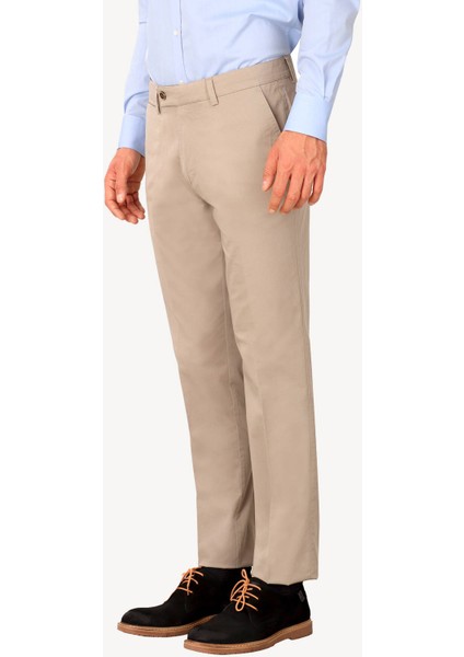 Erkek Bej Kanvas Spor Refular Fit Pantolon