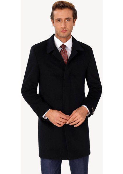 Erkek Lacivert Regular Fit Mono Yaka Kaşmir Palto fiyatları