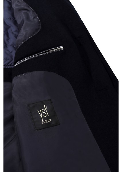 Erkek Lacivert Regular Fit Mono Yaka Kaşmir Palto indirimleri