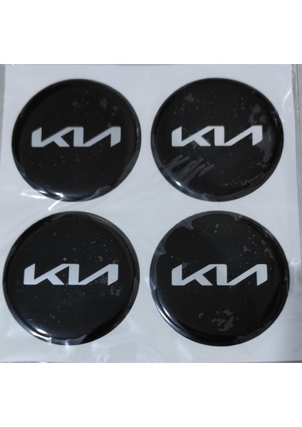 Otomotiv Kia Metalize Plasto (Damla) Yapıştırma Jant Göbeği 4'lü 56 mm