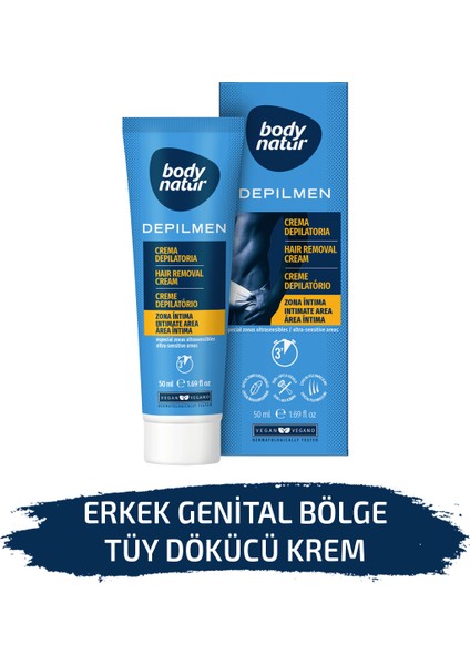 Body Natur Erkekler Için Genital Bölge Tüy Dökücü Krem – Hair Removal Cream 50ml