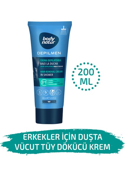 Body Natur Erkekler Için Duşta Vücut Tüy Dökücü Krem - Hair Removal Cream In Shower 200ML