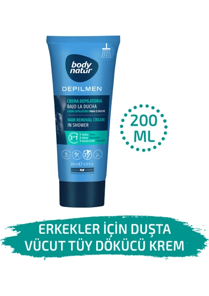 Body Natur Erkekler Için Duşta Vücut Tüy Dökücü Krem - Hair Removal Cream In Shower 200ML