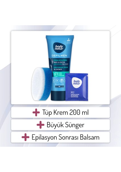 Body Natur Erkekler Için Duşta Vücut Tüy Dökücü Krem - Hair Removal Cream In Shower 200ML