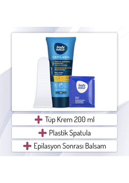 Body Natur Hassas Ciltli Erkekler Için Vücut Tüy Dökücü Krem - Hair Removal Cream Sensitive 200ML