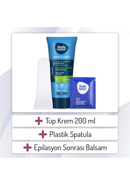 Body Natur Normal Ciltli Erkekler Için Vücut Tüy Dökücü Krem - Hair Removal Cream Normal 200ML