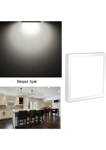 18Watt Sıva Üstü Kare Led Panel Armatür (Beyaz Işık)