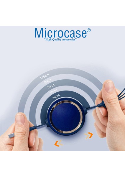 Sarmal Tasarım 3in1 Lightning Type C Micro USB Şarj ve Data Kablosu 110 cm - AL2989 Lacivert