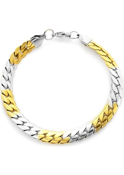 Trend Collection Snake Unisex Kararmaz Silver-Gold Çelik Bileklik