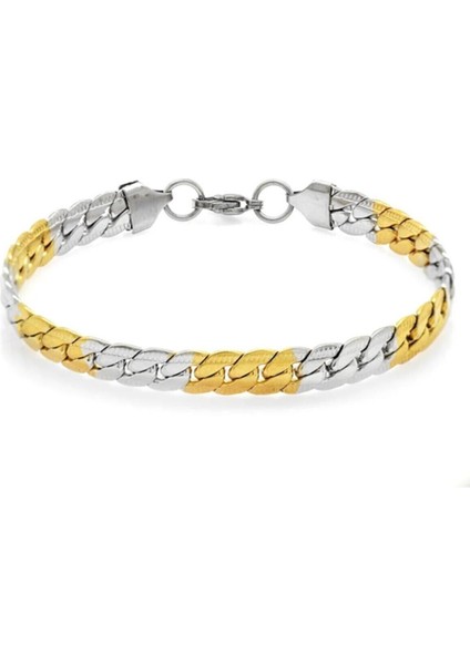 Trend Collection Snake Unisex Kararmaz Silver-Gold Çelik Bileklik