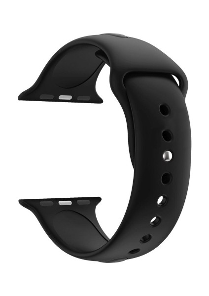 Apple Watch Se Için 44 mm Small Beden(S/m Size) Spor Silikon Kordon(54 Farklı Renk) Siyah