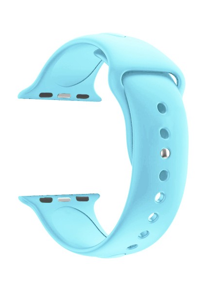 Apple Watch Se Için 44 mm Small Beden(S/m Size) Spor Silikon Kordon(54 Farklı Renk) Açık Mavi