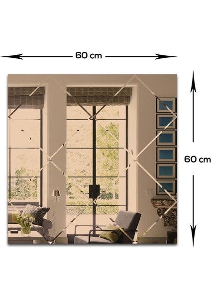 Ayna | Bronz Ayna | Baklava Kanallı - Kare Ayna | 60cm x 60cm