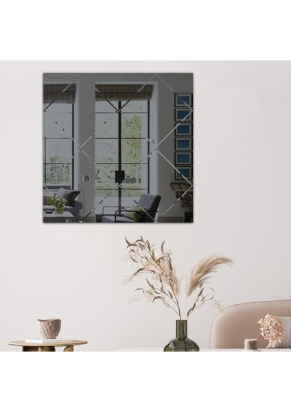 Ayna | Füme Ayna | Baklava Kanallı - Kare Ayna | 60cm x 60cm