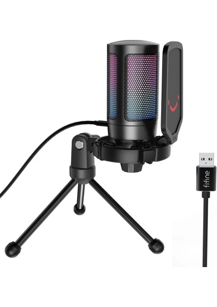 Ampligame A6V Yayıncı - Oyuncu - Podcast - Youtuber Rgb USB Mikrofon