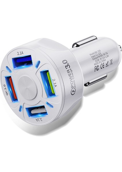 Uslion Qc3.0 4- Port Çıkışlı Çoklu USB Araç Şarjı Şarj Aleti
