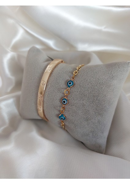 Kadın Altın Kaplama Kararmaz Orjinal Faturalı Kombin Bileklik