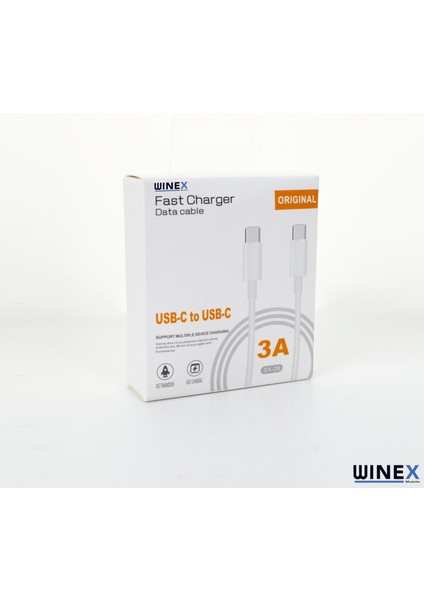 SX263M 3A 45W Type-C To Type-C 3metre Data ve Hızlı Şarj Kablosu Beyaz