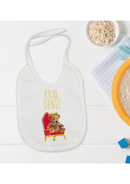 Kids Kişiye Özel Kral Tasarımlı Bebek Mama Önlüğü - Model 1