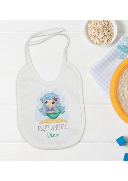 Kids Kişiye Özel Küçük Deniz Kızı Tasarımlı Bebek Mama Önlüğü - Model 1