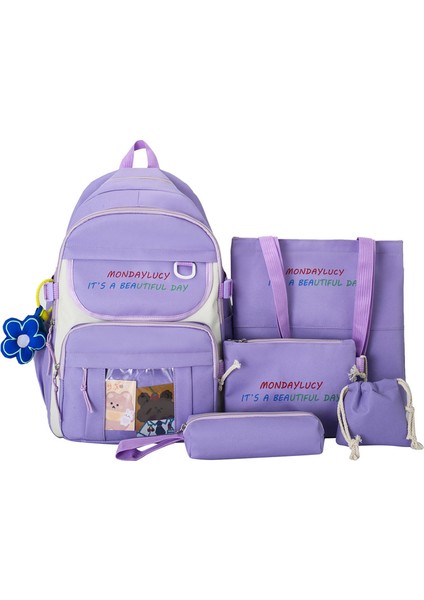 Öğrenci Okul Çantası Seti Mor (Yurt Dışından)