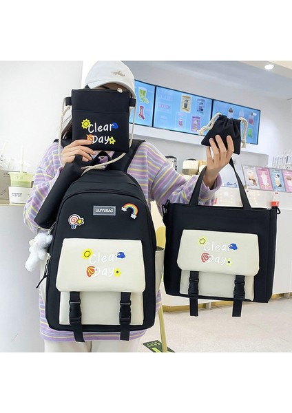 Öğrenci Okul Çantası Seti Siyah/beyaz (Yurt Dışından) modelleri