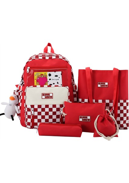 Öğrenci Okul Çantası Seti Kırmızı (Yurt Dışından)