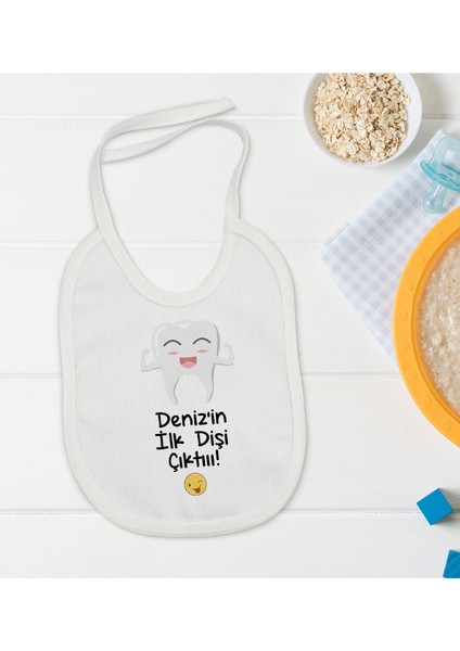 Kids Kişiye Özel Ilk Diş Tasarımlı Bebek Mama Önlüğü - Model 1