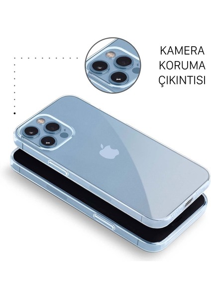 iPhone 13 Pro Kılıf 6.1 Inch Şeffaf Süper Silikon Kamera Korumalı