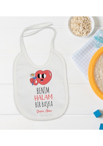 Kids Kişiye Özel Benim Halam Bir Başka Tasarımlı Bebek Mama Önlüğü - Model 1